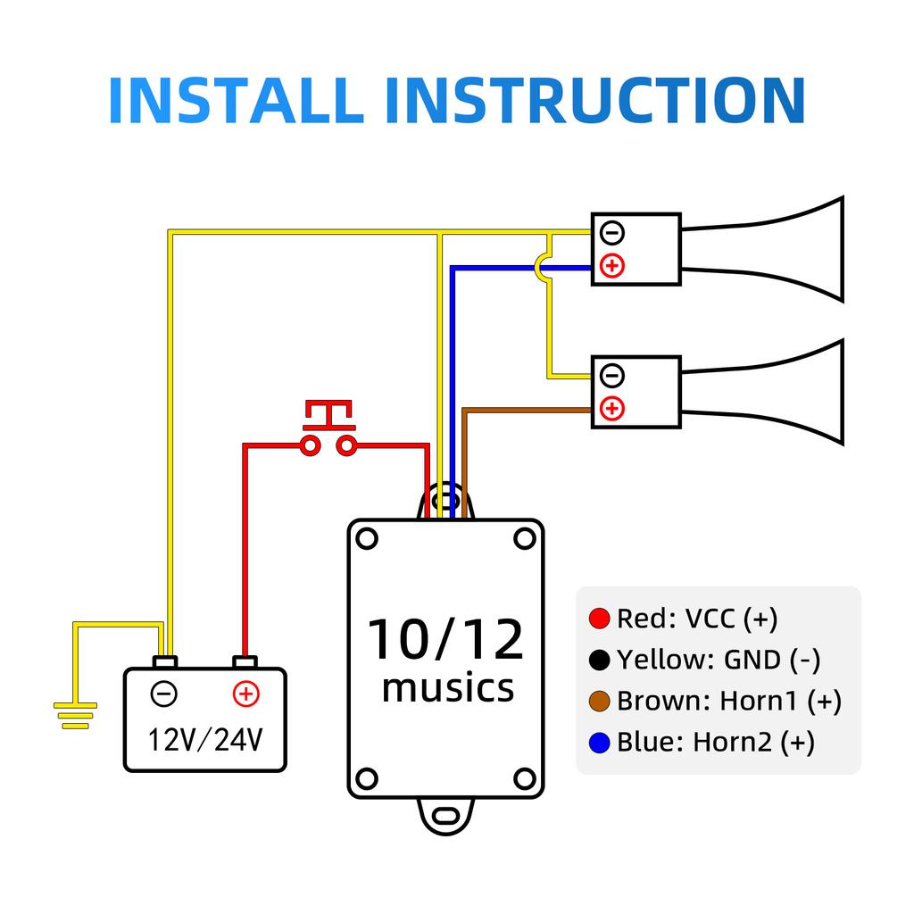12 Sound Car Horn Controller Electronic Horn Controller Horn Speaker Control Unit Warning Alarm For Boat Car Motorcycle