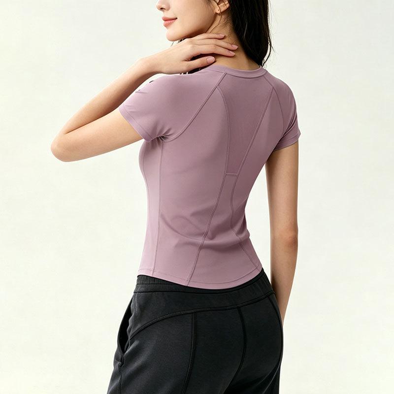 Pilates Yoga Suit Short Sleeve Women's Quick-Drying High Elastic Skinny Fitness Running Training Top