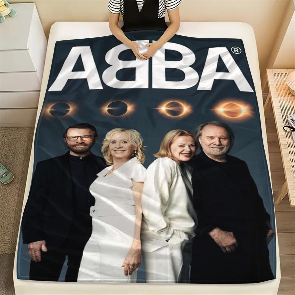 1 шт. Фланелевое одеяло с принтом ABBA, Высококачественное, Удобное для всех сезонов, Домашний декор, Тепло и комфорт, Идеально для рождественских подарков04