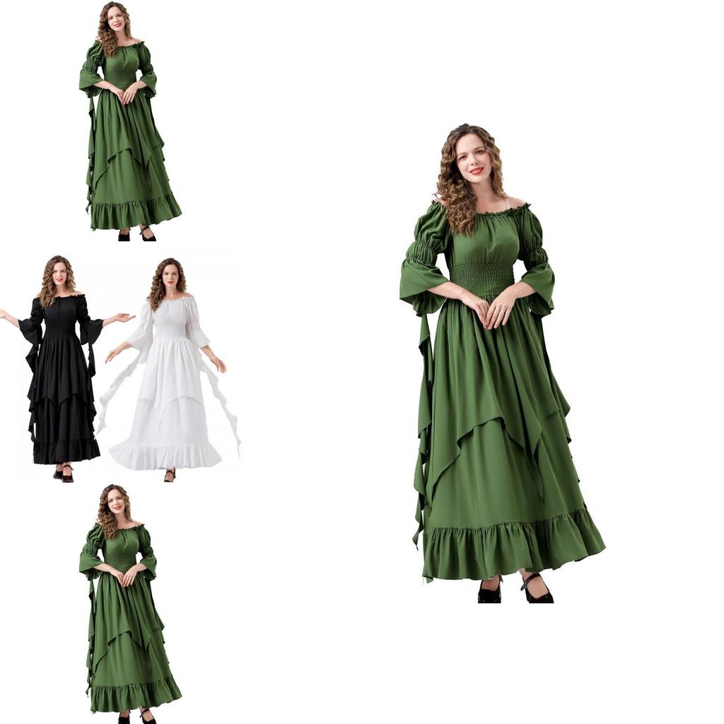 Medieval Dance Costume Dress With Bell Sleeves For Ethnic Performance
