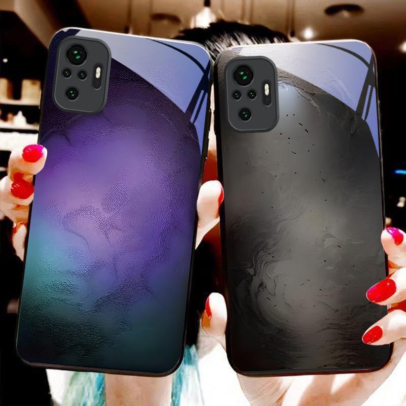 Слияние цвета и текстуры Для Redmi Note 13 Pro+ 14 Pro 8 9 9S 12S 10 Pro 11 12 A3 12 13 K60 Ultra 13C 14C Черный Стеклянный Чехол для Телефона