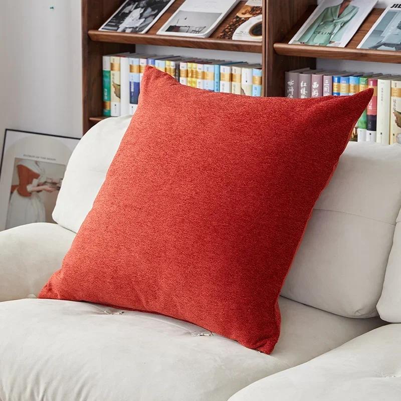 60x60/80X80CM Soft Chenille Large Square Pillow Cover Sofa Cushion Living Room Back Bedside Cushions Case Protector Solid Color