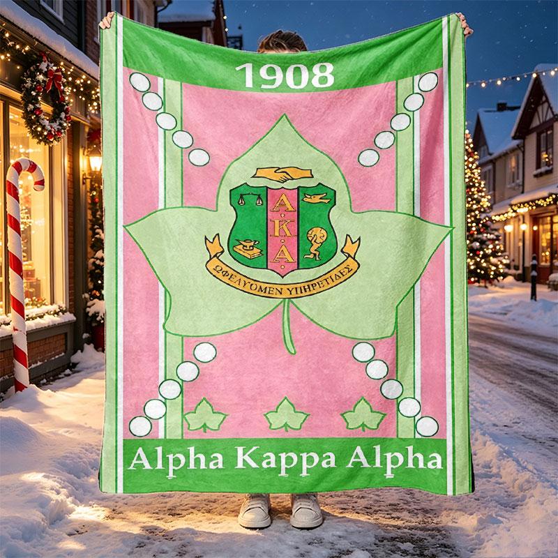 Alpha Kappa Alpha Pattern Blanket for Home Decoration, Bed, Sofa, Car Travel, Camping, Suitable for All Seasons, Birthday Christmas Gift