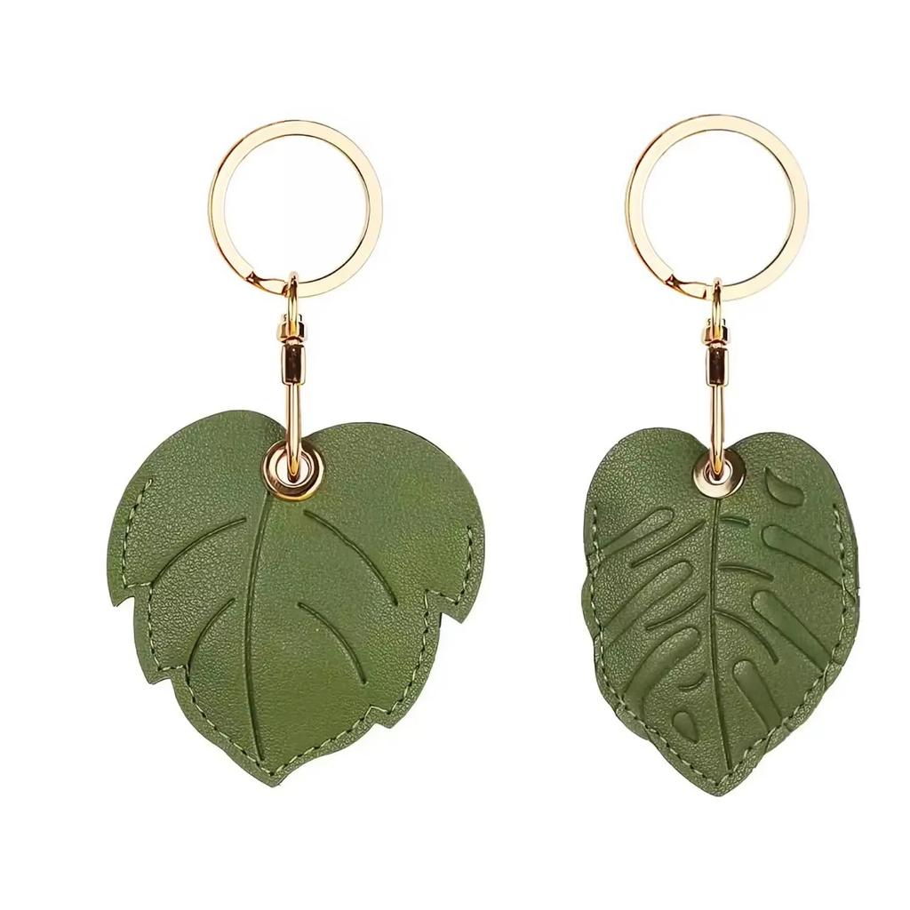 Leather Keychain Holder Case for Apple AirTag Cute Protective Air Tag Cover Keychain Ring Anti-Scratch Finder GPS Tracker Case