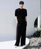 NODU Ribbed Henley Neck Crop Half Knit [Black]