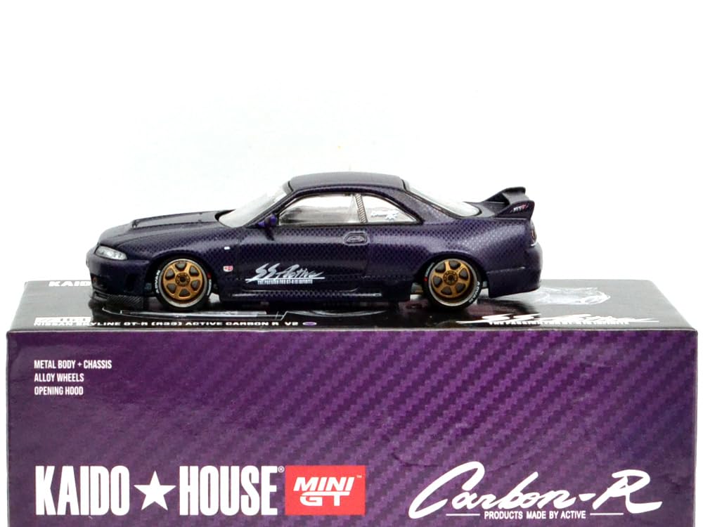 MINI GT Масштаб 1:64 KAIDO HOUSE - NISSAN SKYLINE GT-R (R33) АКТИВНЫЙ УГОЛЬ R V2 - ФИОЛЕТОВЫЙ УГОЛЬ KHMG163