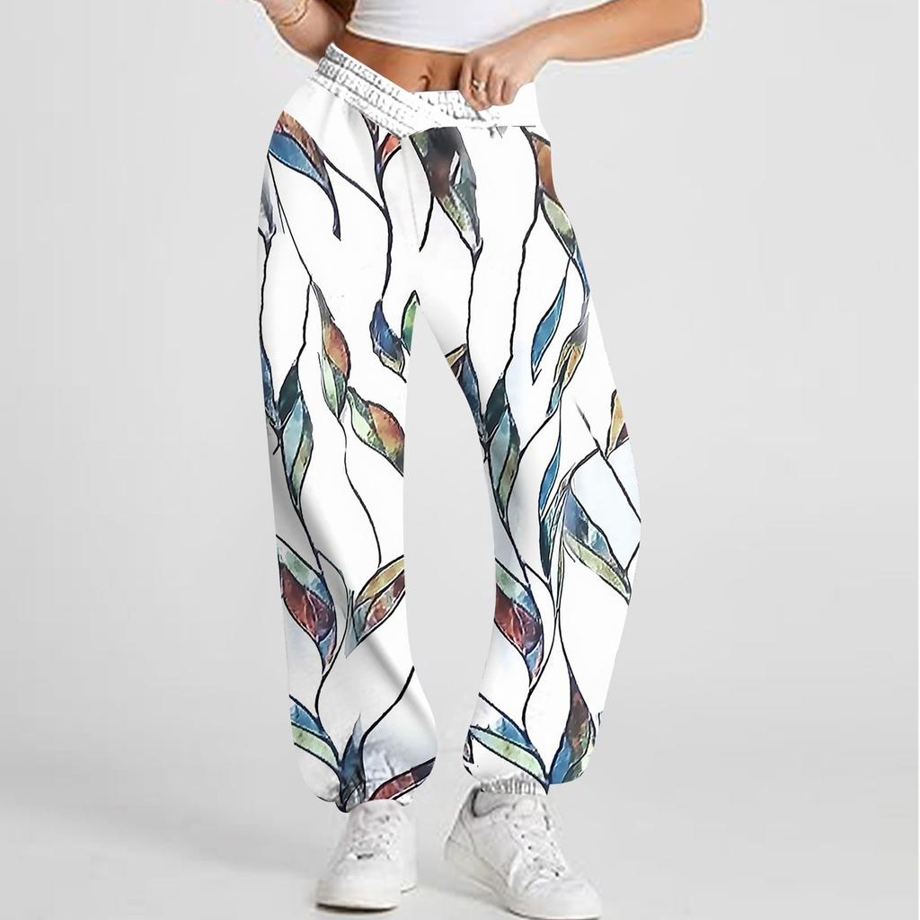 Women's Casual Fashion Printed Sweatpants Sweatpants Trousers Elastic Waisted Drawstring Pants