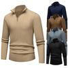 Men's Pullover Casual Warm Knitted Sweater Zipper Stand Collor Long Sleeve Jumper