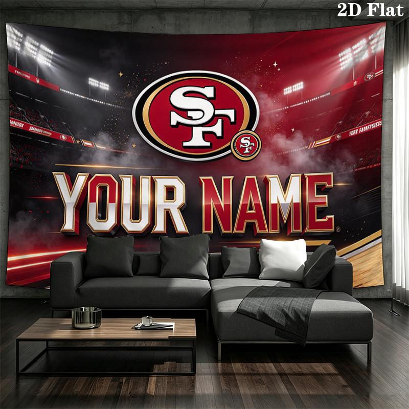 Custom Name,San Francisco 49ers Wall tapestry, aesthetic printed fabric blanket, suitable for bedroom, living room, and home decor.