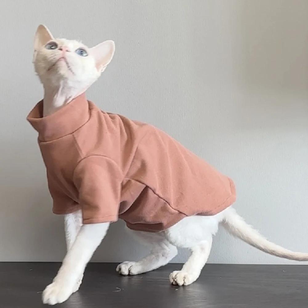 Cozy Warm Solid Sphynx Cat Bottom Hoodie Spring Winter Pet Sweater for Cats Dogs Siamese Kitten Shirts mascotas Clothes Clothing