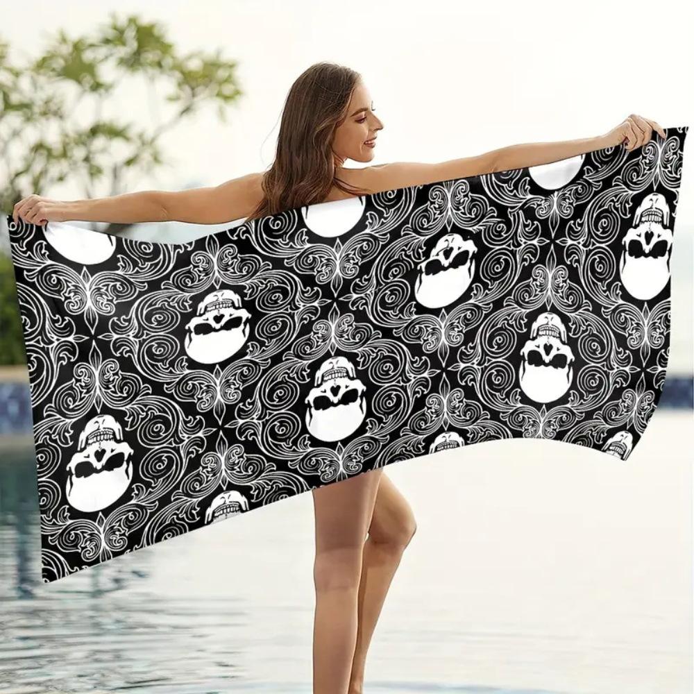 Horror Skull Beach Towel Adult Halloween Bath Towel European And American Quick Drying Bath Towel Halloween Absorbent Beach Towel