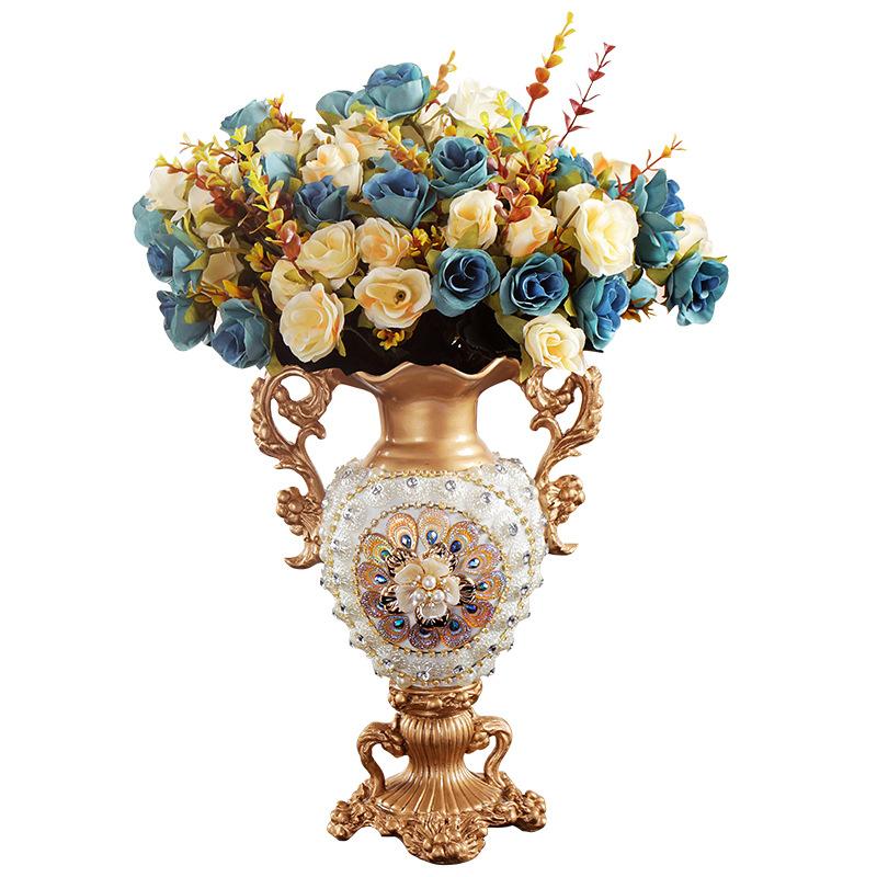 Европейский роскошный алмазный смоляной ваза украшение цветочная композиция для дома журнальный столик мебель украшение для телевизора тумба офисные поделки