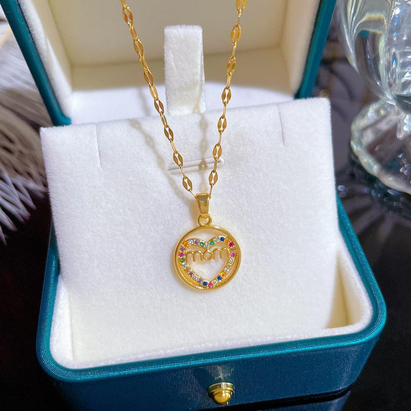 316L Stainless Steel Fashion Heart Pendant Necklace For Women Lovers Clavicle Chain Chocker Female Cute Zircon Charm Jewlery Gifts