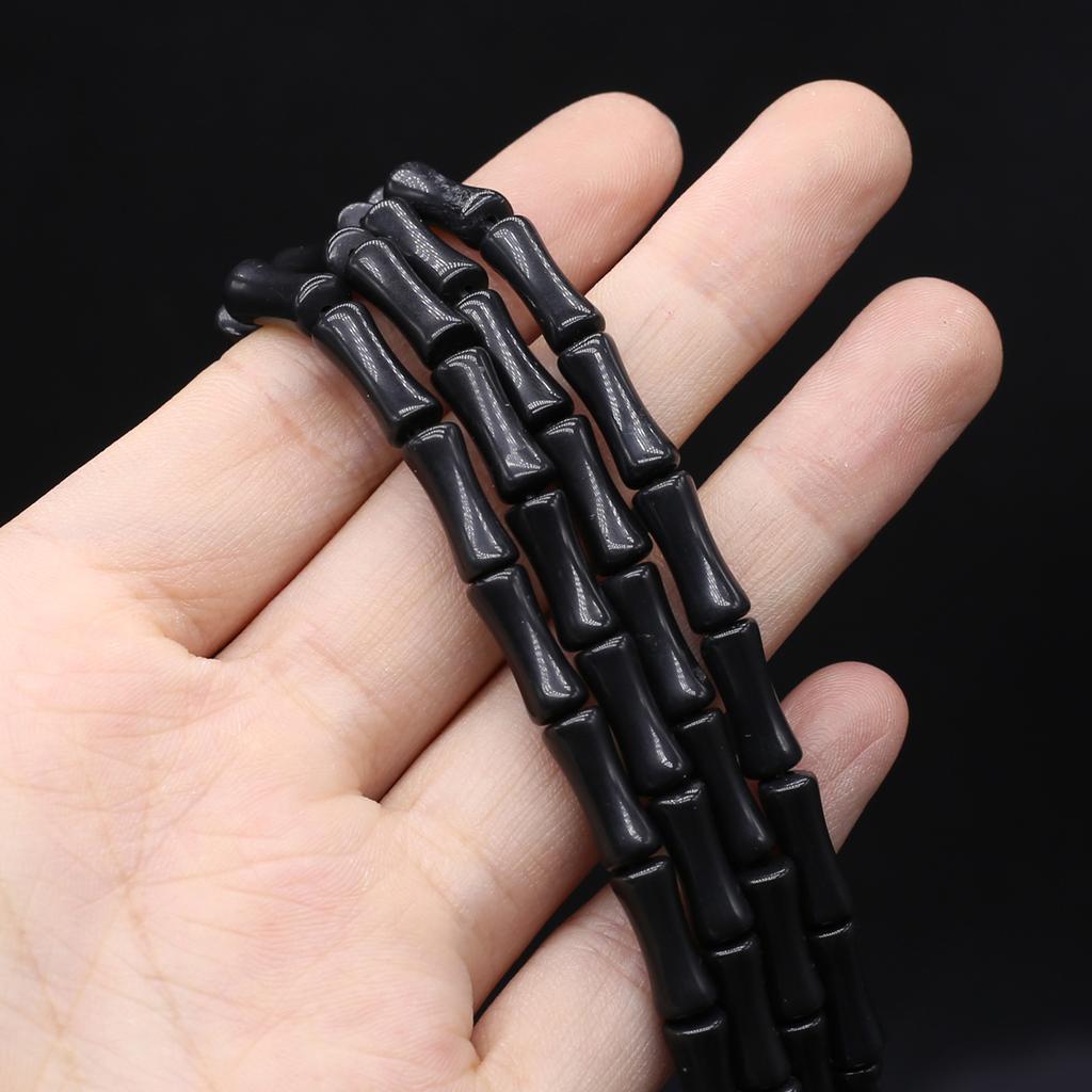 1 нить, Натуральный камень Канадский жадеит Обсидиан Кристальные бусины из прозрачного кварца, Ручная работа, Бусины в форме бамбукового сустава, 1,2×5 см, для изготовления украшений своими руками
