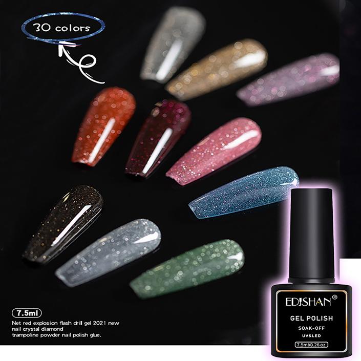 Клей для ногтей с бриллиантами Лак для ногтей Мигающий клей Клей для фототерапии 30 цветов