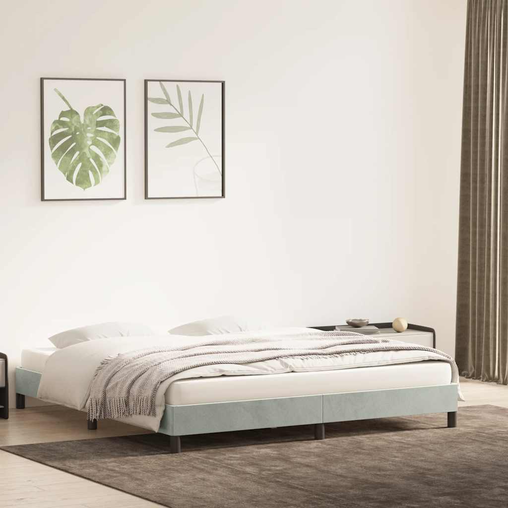 Rama Łóżka Bez Materaca, Jasnoszara, 200X210 Cm, Aksamitna