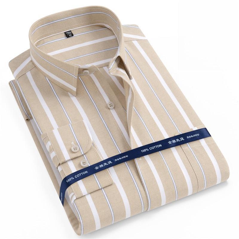 Новые рубашки из 100% чистого хлопка Оксфорд Мужская однотонная рубашка с длинным рукавом Стандартный крой Мужская с карманом Повседневная Осенняя Мужская рубашка 7XL 8XL