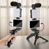 Universal Selfie Stick Tripod Kit With Led Light & Mini Mic - Adjustable Phone Holder For Iphone Android Smartphones