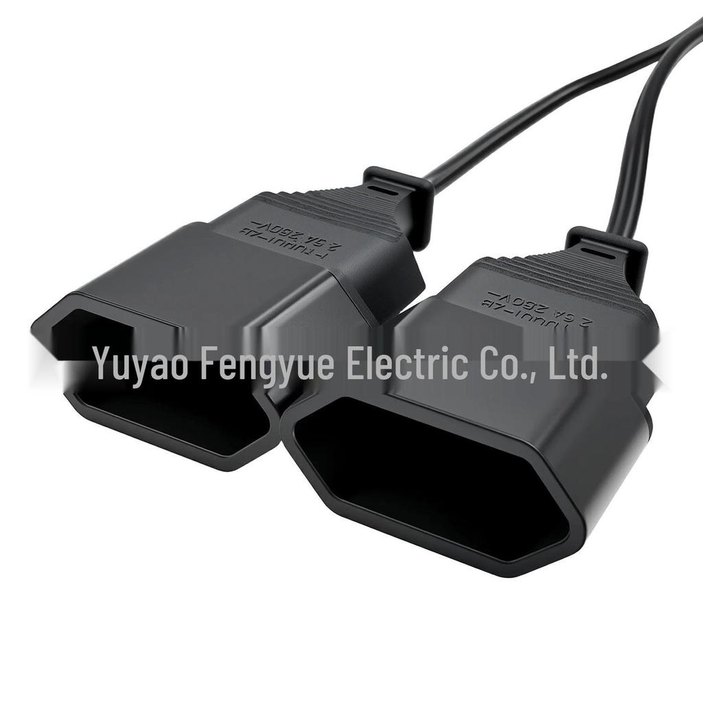 40cm EU Standard 2-Pin Male/Female Plug Cord, One-to-Two Extension, Pure Copper, Two-Core, 0.75mm²