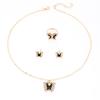 Shein Trendy Butterfly Jewelry Set: High-End Diamond Hollow Necklace, Ring & Earrings for Women - European & American Fashion.