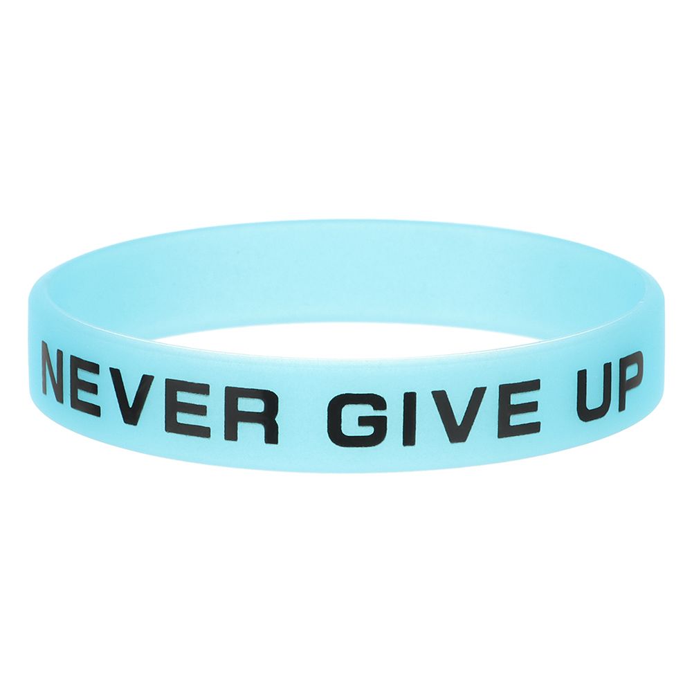 Silicone Wristband Friendship Men Women Never Give Up Luminous Rubber Bracelet Sport Cuff Bangle