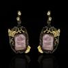 Palace Retro Luxury Natural Gem Water Drop Earrings for Women