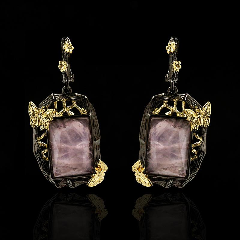 Palace Retro Luxury Natural Gem Water Drop Earrings for Women