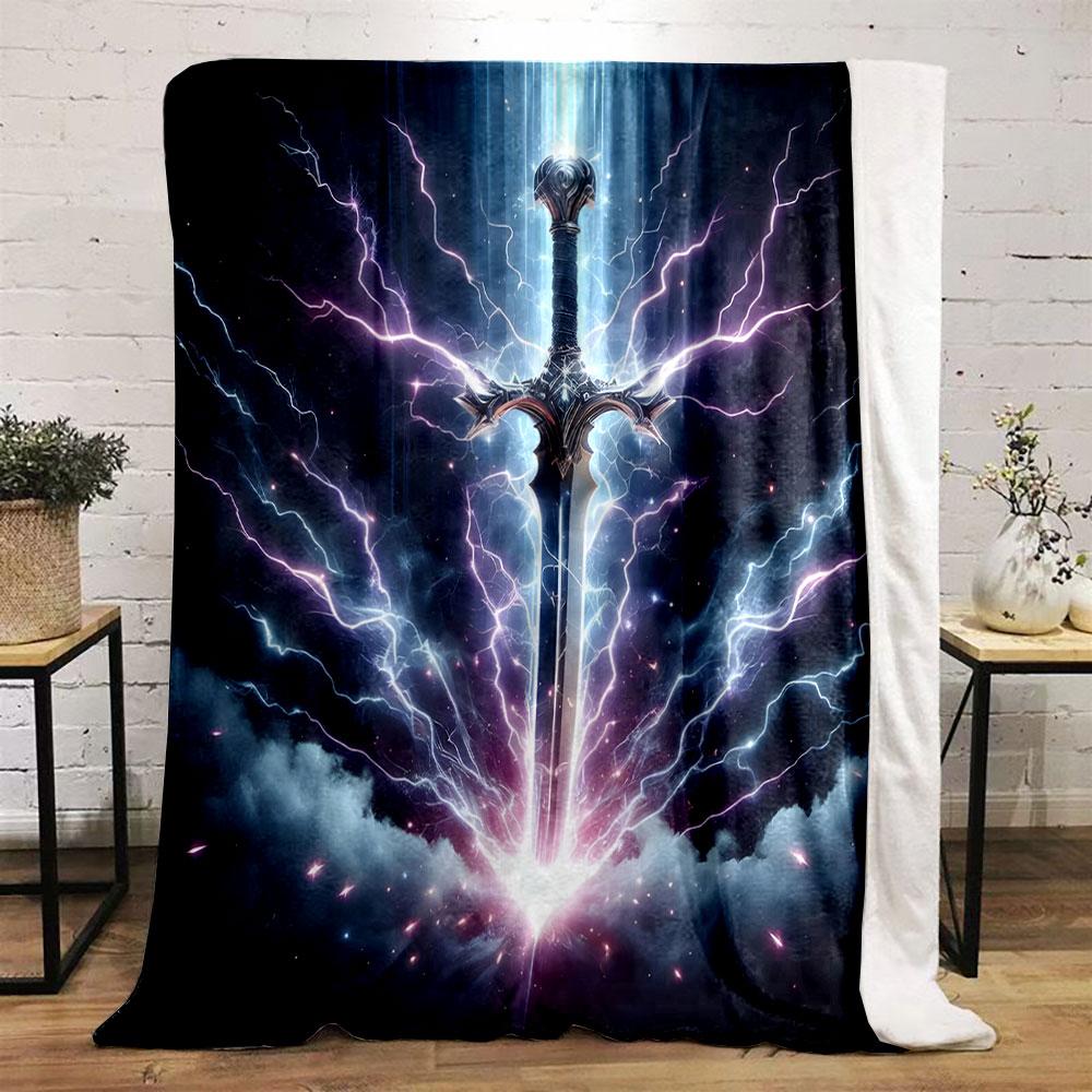 "Lightning Sword in Mystic Clouds" print blanket soft and cozy perfect for the living room bed sofa or a nap,gift
