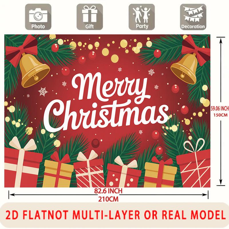 Party Backdrop Christmas Flat Merry Bells Multi Layered Celebrations Event Photo Background Front Door Decor