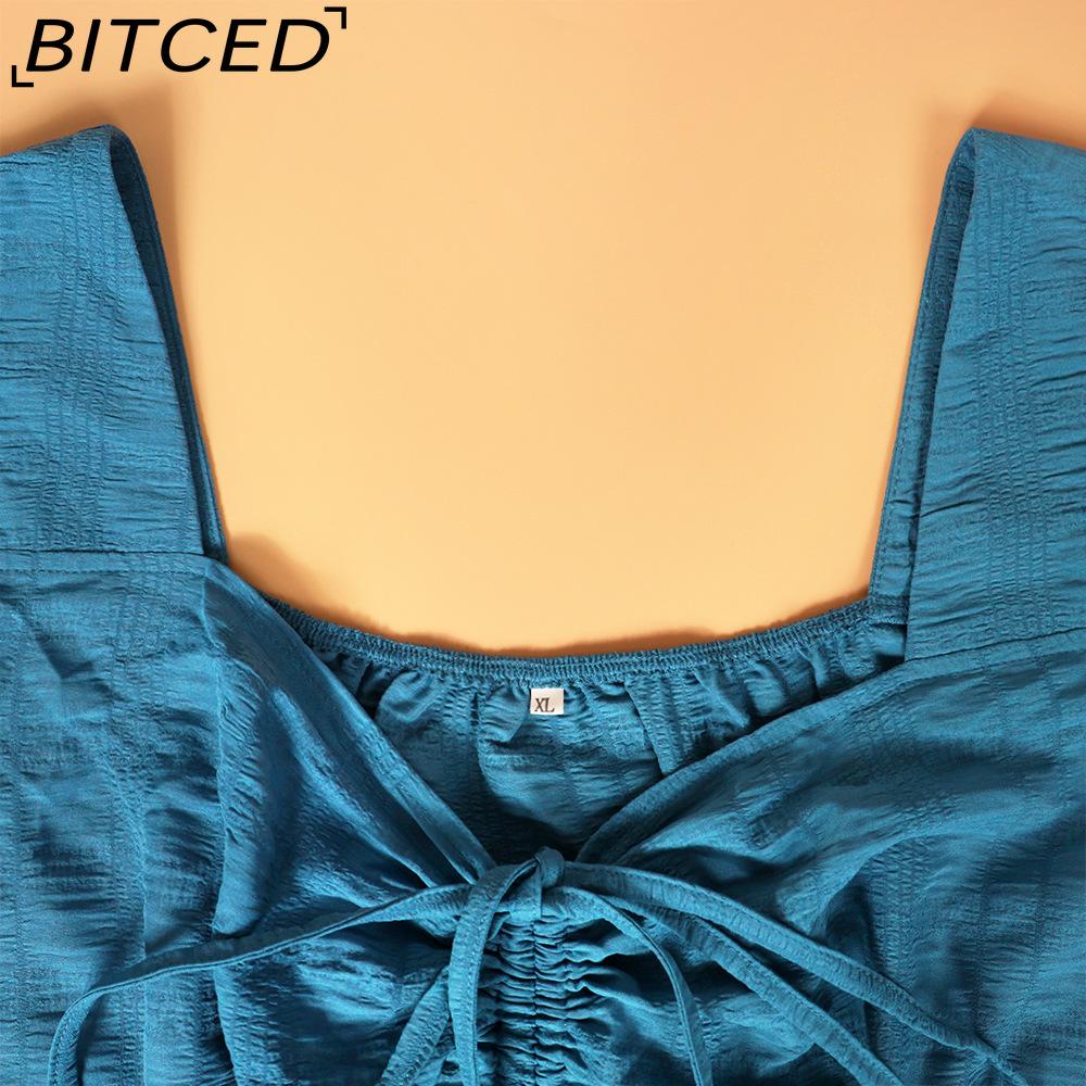 BITCED Платье макси с V-образным вырезом и завышенной талией, с короткими рукавами, больших размеров