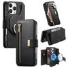 Phone Case For iPhone 17 17E 16E 16 15 14 13 12 11 Pro Max Xs Xr 7 8 Plus SE 2025 2In1 Detachable Leather Zipper Wallet Cover