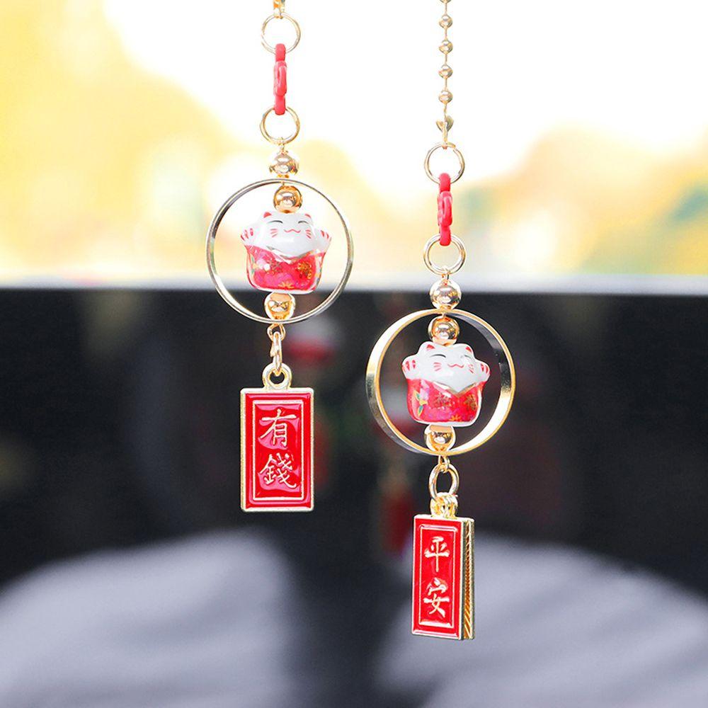 Ceramic Cat Fortune Cat Interior Cat Car Hangings Decor Fortune Cat Car Pendant Lucky Cat Lucky Cat