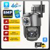 8-мегапиксельная 4G SIM-карта CCTV камера с двумя объективами PTZ, интеллектуальный домашний мониторинг безопасности, наружная водонепроницаемая HD полноцветная