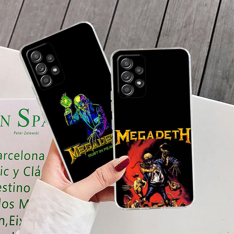 M-Megadeth Логотип Череп Металл Группа Для Samsung Galaxy A55 Чехол A54 A52 A53 5G A15 A14 A13 A21S A23 A34 A35 A33 A32 A72 Прозрачный Чехол
