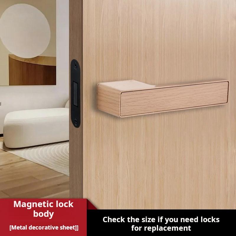 (1 Set) Cream Style Minimalist Magnetic Ecological Door Lock Home Indoor Bedroom Door Handle One Line Lock Hardware Accessories