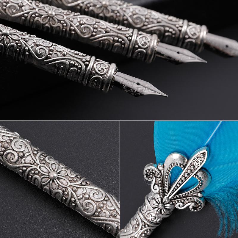 Европейский Ретро Набор для Каллиграфии с Перьями: Перьевая ручка с косым пером, держателем и гравировкой чернилами