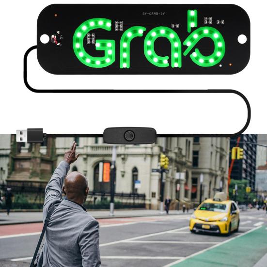 LED Indicator Light Waterproof Lamp with Car Windshield Light USB Power Taxi Sign Stickers for Ride-Hailing