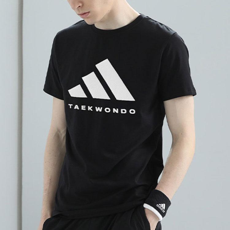 Adidas Футболка с принтом логотипа, дышащая, удобная, повседневная, простая, спортивная, с круглым вырезом, коротким рукавом, унисекс, цвет черный, белый ADICLTS24TKP-BW