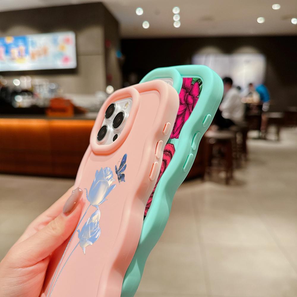 LZ16 Flower Wave Silicone Phone Cases for Samsung A15 S23 FE S24 Ultra A34 A54 A14 A55 Motorola G32 OnePlus Soft Cover