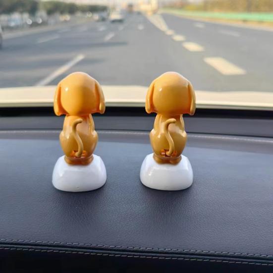 Солнечная игрушка для приборной панели автомобиля в виде собаки Yousheng, Желтый щенок с кивающей головой, Автоматически качающаяся игрушка для офисного стола, Милый животный декор на солнечной батарее для