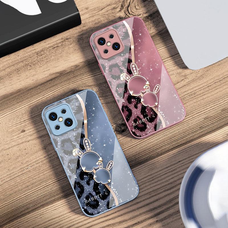 Мультяшный леопард и кролик Для Oppo Find X5 X8 Pro X3 Lite A72 58 73 54S F11 79 Reno 6 4Z 5G Nord N200 Закаленное стекло Чехол для телефона