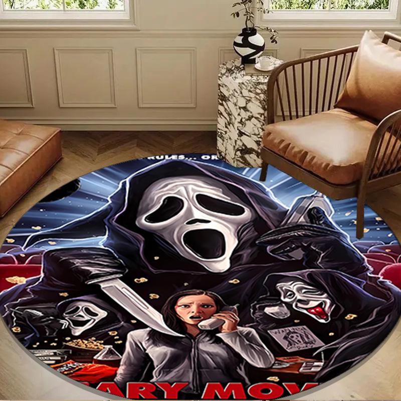 Scr-eam Horror Movie Round Rug for Livingroom,Bedroom, Palyroom, Chair Rug, Area rug, Circle Carpet, Large Size Fan Christmas gift