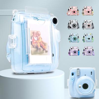 3 в 1 Кристальный чехол-сумка для камеры с ремешком и стикерами для Fujifilm Instax Mini 11