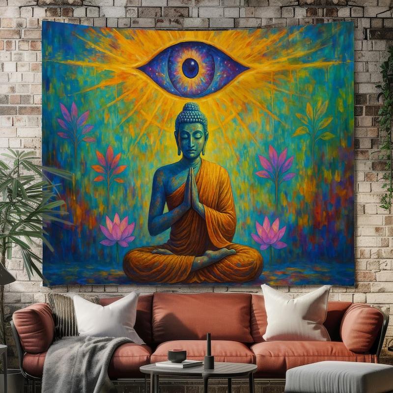 Tapestry The Third Eye of Buddha is bright