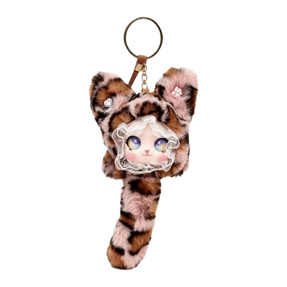 Long Tail Plush Cat Keychain Hanging Decoration Bag Charms Delicate Cat Plush Toy Bag