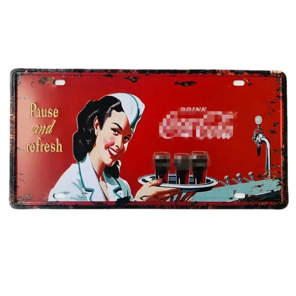 Metal Tin Sign Car License Plate Beer Beach USA Art Poster Shabby Plaque Iron Poster Pub Wall Sticker Decor