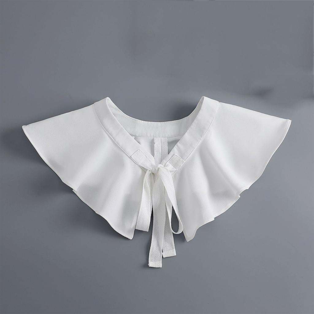 White Korean Shirt Detachable Collar Wraps for Women Blouse Tops Lapel Fake Collar Shawls Ladies Dress Small Cape