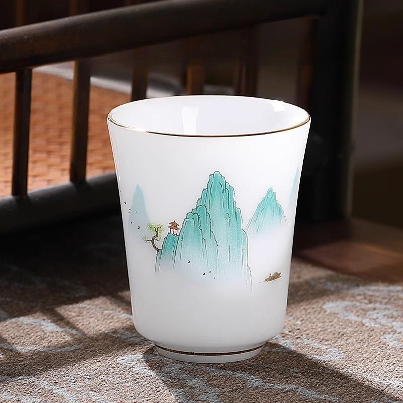 Фарфоровая мастер-чашка Керамическая бытовая чашка для дегустации чая Одинарная чашка Персональный специальный набор для чая Кунг-фу Высококлассная чашка для чая в стиле легкой роскоши