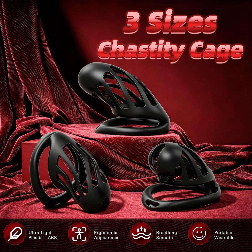 Male Penis Chastity Cage with 6 Rings Erotic Urethral Lock Sex Toys Device Penis Ring 3D Printed Penis Bondage Cock Cag BDSM Toy
