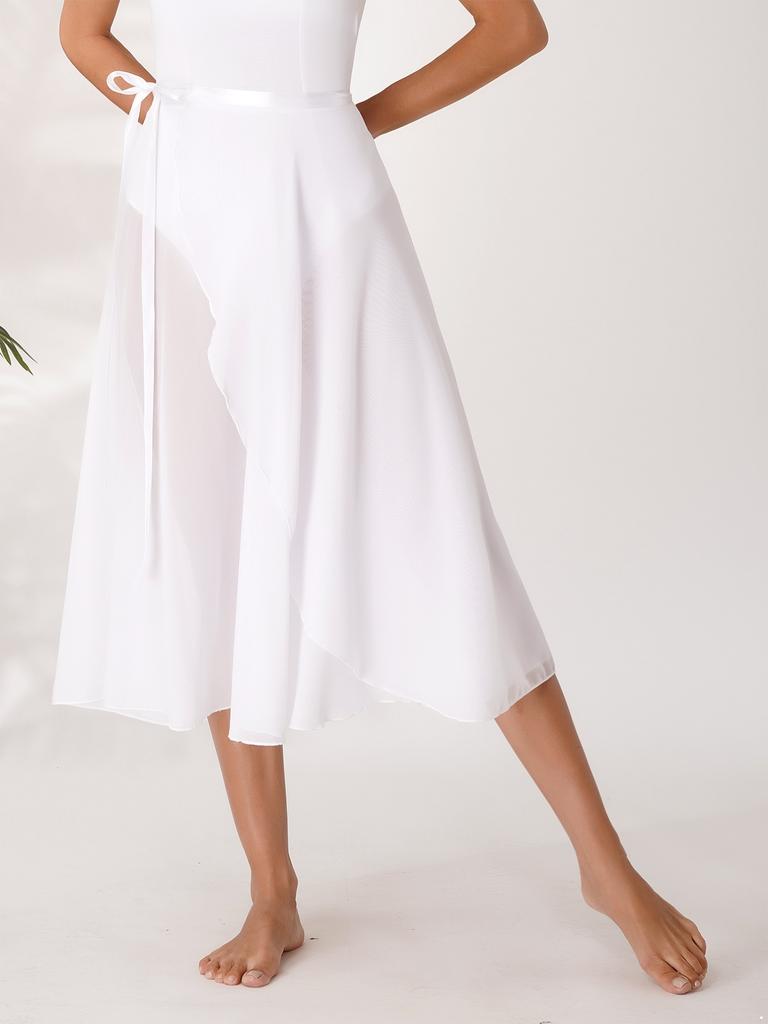 Женская балетная юбка с запахом для девочек, поверх шарфа, юбка-пачка, прозрачная танцевальная юбка с эластичной резинкой на талии